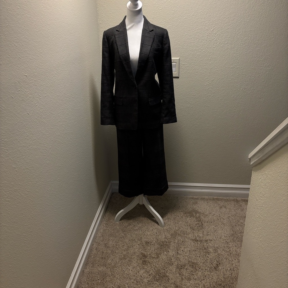 LOFT Black Plaid Blazer and Suit Jacket